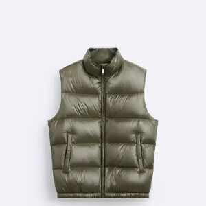 Zara Olive Puffer Vest for Men